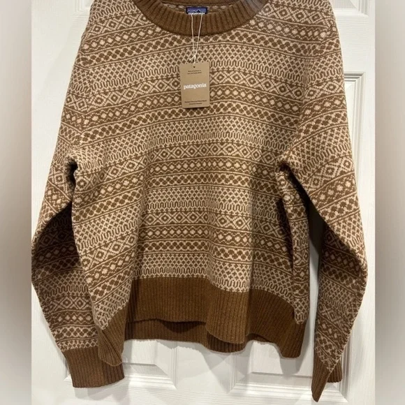 Patagonia Women's L Large Recycled Wool-Blend Crewneck Sweater Brown NWT Cozy - Picture 2 of 9